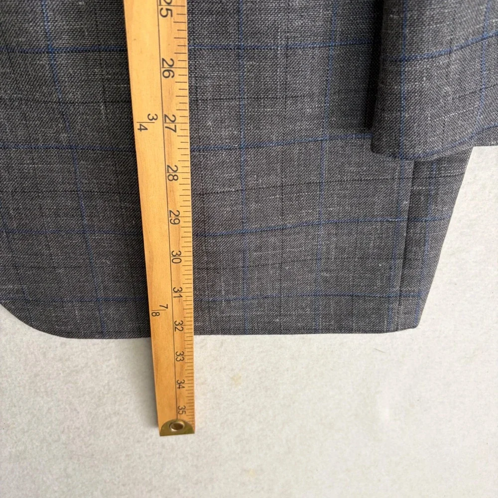 Lauren Ralph Lauren Blazer Mens 48R Wool Silk Linen Gray Glen Plaid Sport Coat